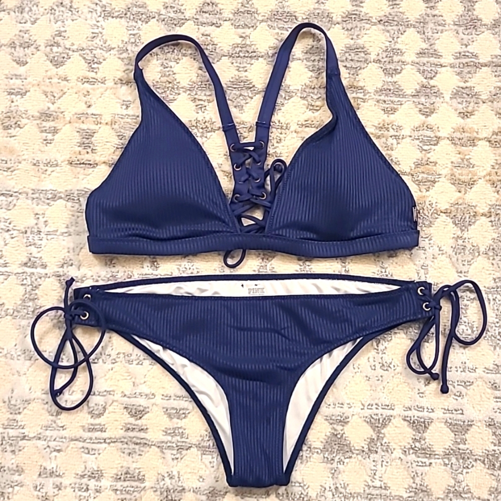 Pink sz L Navy Swim Suit